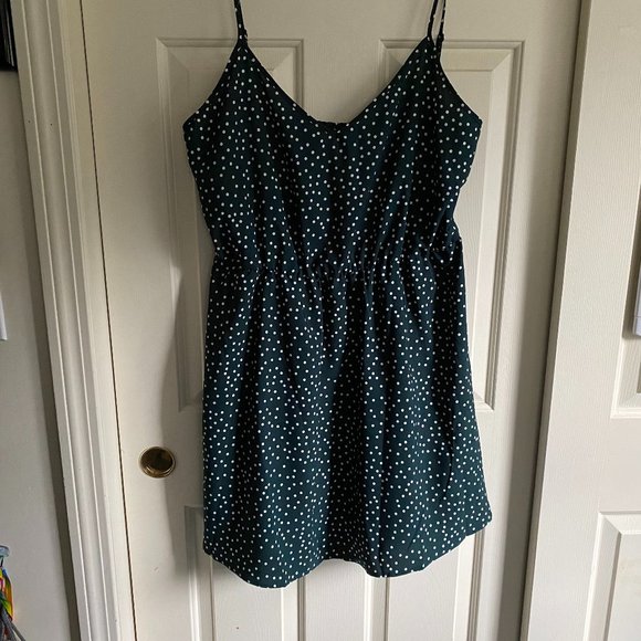 SHEIN VCAY 3X Plus Green Polka Dot Slip Dress - Picture 1 of 5